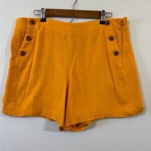 J. Crew Women's Shorts Size 14 Linen Blend Sailor French Marigold